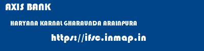 AXIS BANK  HARYANA KARNAL GHARAUNDA ARAINPURA  ifsc code